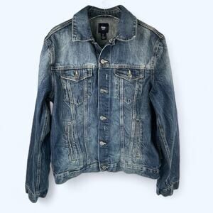 Gap 1969 Classic Denim Blue Jean Icon Button Front Women's Jacket Size L
